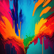 Exploding liquid paint in rainbow colors with splashes generative ai