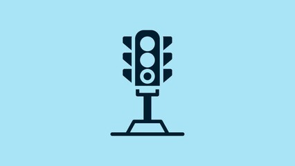 Wall Mural - Blue Traffic light icon isolated on blue background. 4K Video motion graphic animation