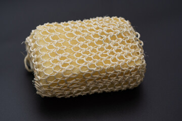 bath sponge wrapped in a hemp net