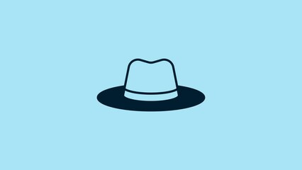 Sticker - Blue Man hat with ribbon icon isolated on blue background. 4K Video motion graphic animation