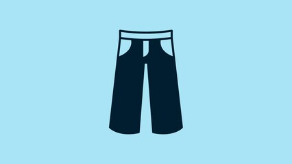 Wall Mural - Blue Pants icon isolated on blue background. Trousers sign. 4K Video motion graphic animation