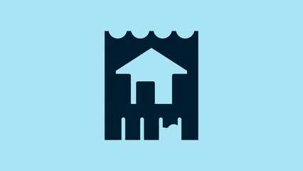 Poster - Blue House icon isolated on blue background. Home symbol. 4K Video motion graphic animation