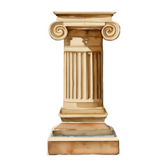 Wall Mural - roman column digital drawing with watercolor style illustration