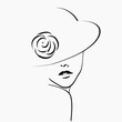 Stylized portrait of a girl in a hat with a rose