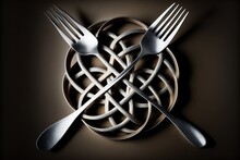 Two Forks Fork Crossed, Created With Generative AI Technology