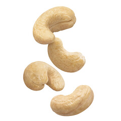 Flying delicious cashew nuts cut out