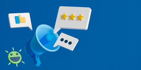 3d rendering customer service rating. Concept feedback and review.