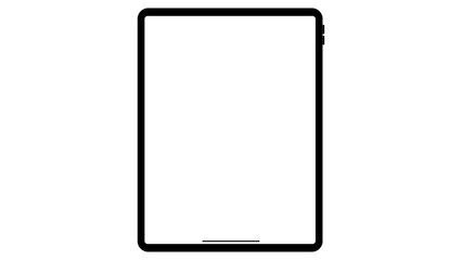 Modern black tablet computer with blank horizontal screen isolated on white background. PNG