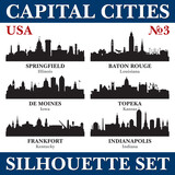 Fototapeta Miasta - Capital cities silhouette set. USA. Part 3