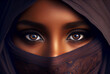 The eyes of an oriental woman in a veil. Generative AI,