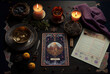 mystical abstract plot on the theme of astrology and witchcraft with magic, an altar for communicating with spirits