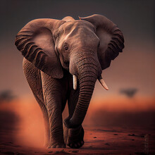 Elephant In Sunrise. Beaufiul Illustration Of Elepahant. Generative AI