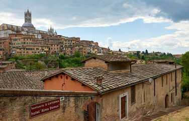 Wall Mural - Aerial view in Siena old town, Italy