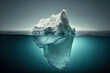 canvas print picture - Schwimmender Eisberg im Wasser, Generative AI