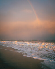 Canvas Print - A rainbow at sunset, Cryder Beach, Southampton, New York