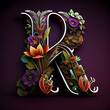 background with flowers and  embroidered letter for profile and cover and walpaper