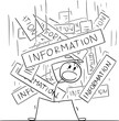 Person Buried or Overloaded by Information, Vector Cartoon Stick Figure Illustration