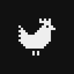 Сhicken character pixel art icon. Element design for stickers, web, logo, embroidery and mobile app. White cute chicken isolated vector illustration. 8-bit sprite.
