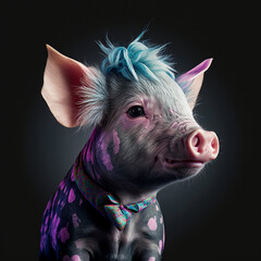 Wall Mural - Colorful and fashionable pig portrait