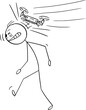 © Zdenek Sasek - Person Hit by Drone, Vector Cartoon Stick Figure Illustration