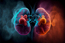 Beautiful Abstract Kidneys With Nebula Dust Concept, Contemporary Colors And Mood Social Background
