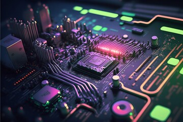 Abstract Electronic Circuit Board Background, Technology cyberpunk background, Cinematic,Generative ai
