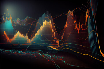 Poster - Beautiful Abstract stock market chart lines. 