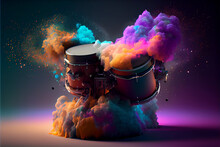 Beautiful Abstract  Digital Drum Kit With Nebula Dust Concept, Contemporary Colors And Mood Social Background