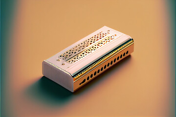 Poster - Minimalism One Harmonica retro style concept. Background pattern for design.