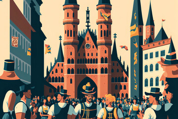 illustration oktoberfest munich germany. Generative AI.