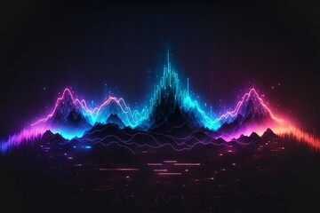 Fototapete - Abstract Sound waves. Frequency audio waveform, music wave HUD interface elements, voice graph signal cyberpunk, Generative ai
