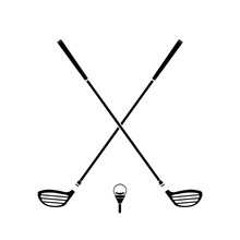Crossed Golf Clubs With Golf Ball Tee Vector Icon Illustration Silhouette