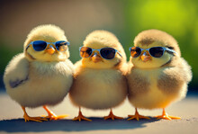 Cute Spring Baby Chick Wearing Cool Sunglasses. Generative Ai