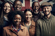 Portrait of a group of happy, smiling, confident people - British, flag, Britain, UK, United Kingdom