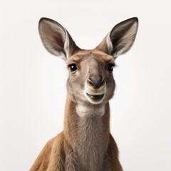 Wall Mural - Detailed illustration of a friendly happy kangaroo wearing a bowtie isolated on a white background, generative ai