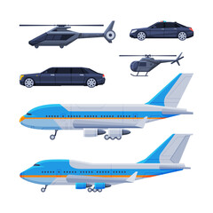 Sticker - Government Vehicles and Black Presidential Auto and Airplane Vector Set