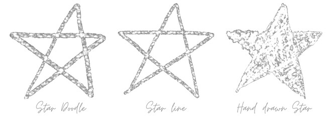 Wall Mural - Silver outline doodle art stars