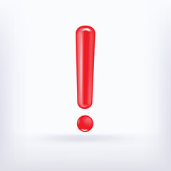 Wall Mural - red exclamation mark symbol and attention or caution sign icon on alert danger problem. 3d vector de