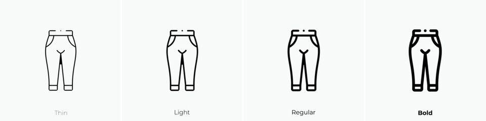 Wall Mural - pants icon. Thin, Light Regular And Bold style design isolated on white background