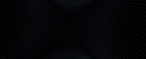 Wall Mural - black and white abstract curvy lines pattern copy space background illustration.