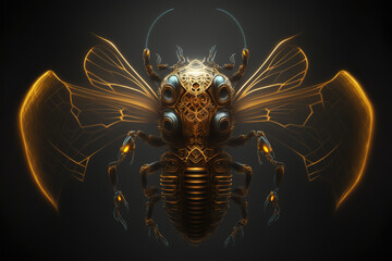 Futuristic cyber bee, Generative Ai