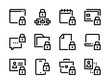 Lock and Password line vector icons. Access and Data protection editable stroke outline icon set.