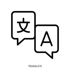 translate icon. Line Art Style Design Isolated On White Background