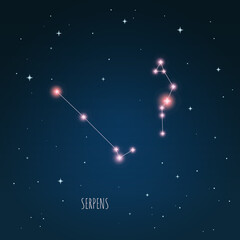 Wall Mural - constellation scheme in starry sky. open space. vector illustration serpens constellation through a 