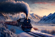 Steam Train In The Mountains Wallpaper Background