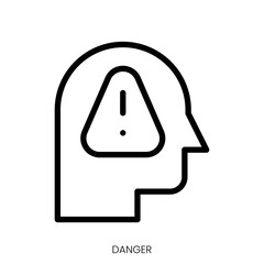 danger icon. Line Art Style Design Isolated On White Background