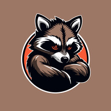 Raccoon Head Animal Logo Character Mascot Vector Illustration
