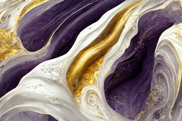 Abstract luxury purple and gold marble background. AI	