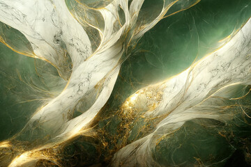 Abstract green textured marble background. AI