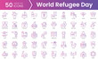 Set of world refugee day icons. Gradient style icon bundle. Vector Illustration